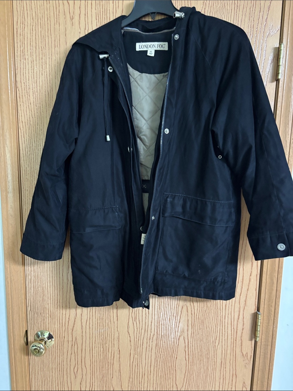 London Fog Black Hooded Jacket with Removable Quilted Liner